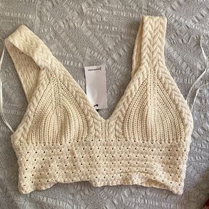 NWT Crochet Stradivarius top, cream white cotton